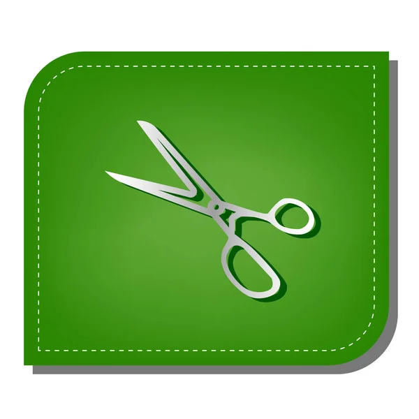 Nůžky Jsou Ilustrace Stříbrný Gradient Čára Ikona Tmavě Zeleným Stínem — Stockový vektor