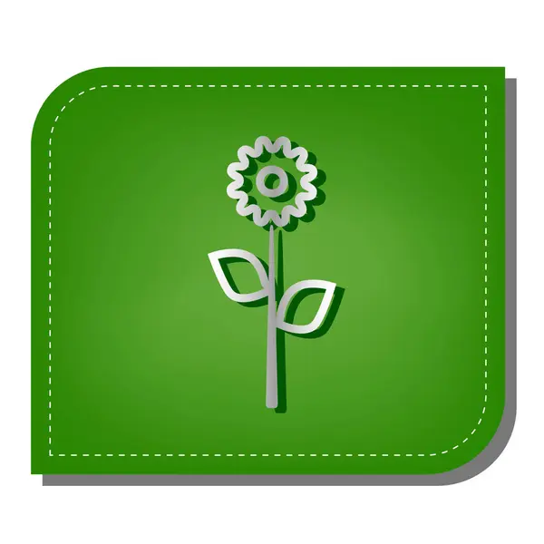 Ilustracja Znaku Kwiatu Srebrna Ikona Gradientowa Ciemnozielonym Cieniem Ekologicznym Zielonym — Wektor stockowy