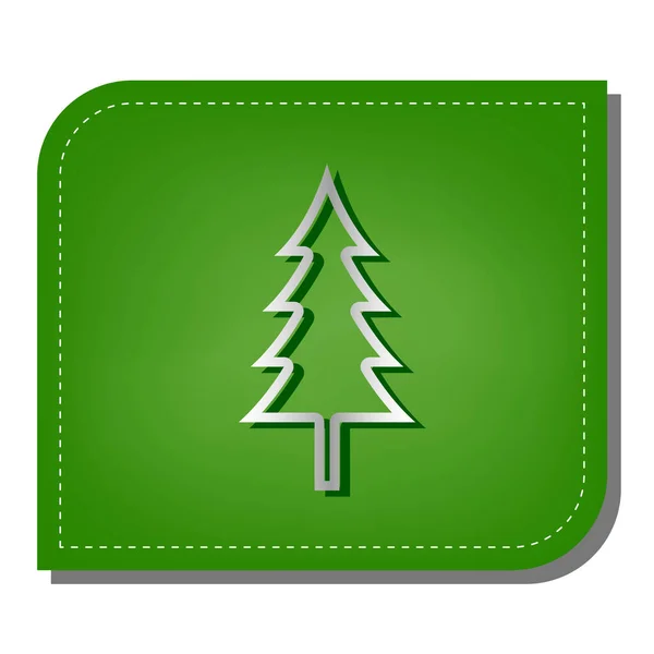 Новорічний Знак Дерева Срібна Піктограма Лінії Градієнта Темно Зеленою Тіні — стоковий вектор
