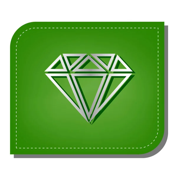 Ilustração Sinal Diamante Ícone Linha Gradiente Prata Com Sombra Verde — Vetor de Stock