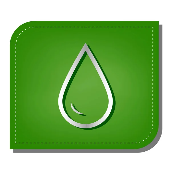 Kropla Wody Srebrna Ikona Gradientowa Ciemnozielonym Cieniem Ekologicznym Zielonym Liściu — Wektor stockowy