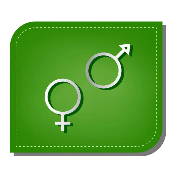 Signe Sex Symbole Icône Ligne Dégradé Argent Avec Ombre Vert — Image vectorielle