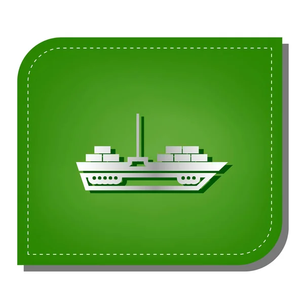 Εικόνα Πινακίδας Πλοίου Ασημένια Γραμμή Κλίση Εικονίδιο Σκούρο Πράσινο Σκιά — Διανυσματικό Αρχείο