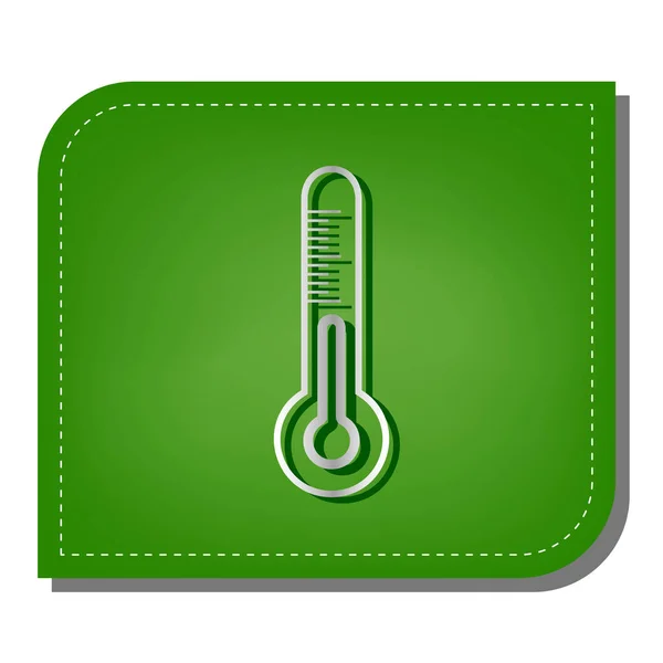 Meteo Diagnostische Technologie Thermometer Teken Zilveren Gradiënt Pictogram Met Donkergroene — Stockvector