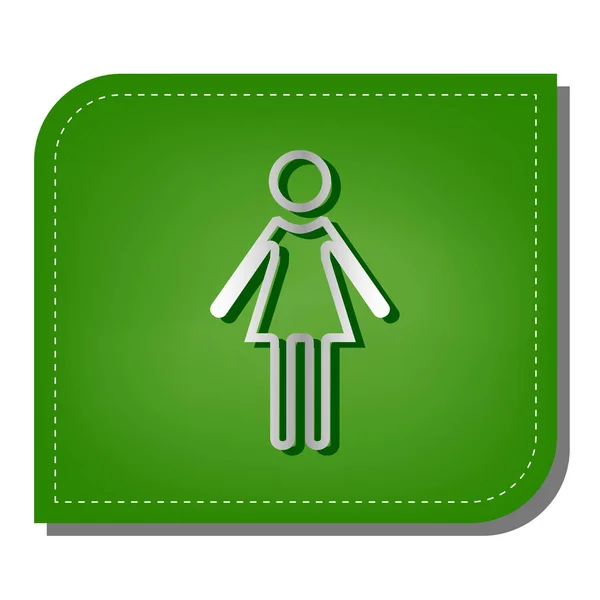 Женский Знак Иллюстрации Иконка Серебряной Градиентной Линии Тёмно Зелёной Тенью — стоковый вектор