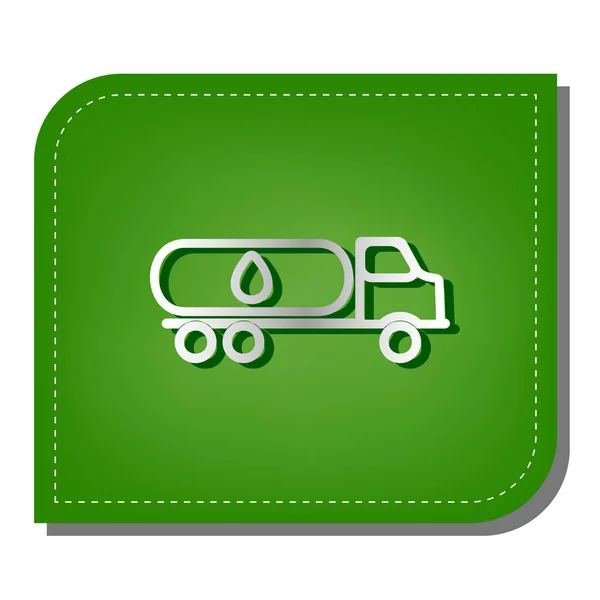 Car Transports Oil Sign Silver Gradient Line Icon Dark Green — Stock Vector