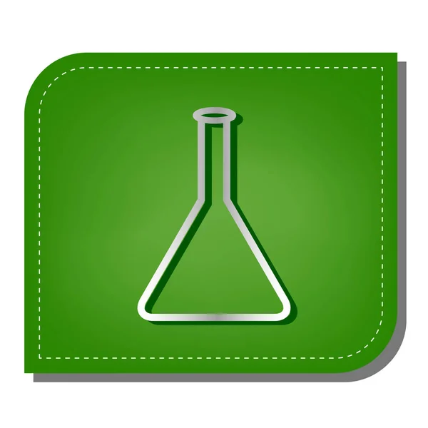 Konik Şişe Işareti Laboratuvar Cam Işareti Yeşil Yapraklı Koyu Yeşil — Stok Vektör