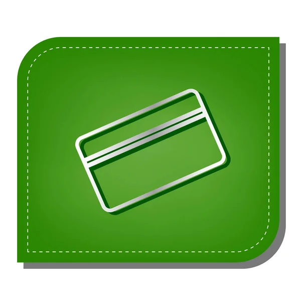 Kreditkortssymbol För Nedladdning Silver Gradient Linje Ikon Med Mörkgrön Skugga — Stock vektor