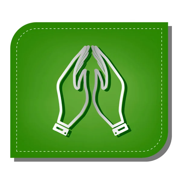 Ilustrace Ikony Ruky Modlitební Symbol Stříbrný Gradient Čára Ikona Tmavě — Stockový vektor