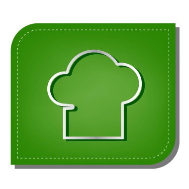 Şef şapkası tabelası. Yeşil yapraklı, koyu yeşil gölgeli gümüş çizgi simgesi.