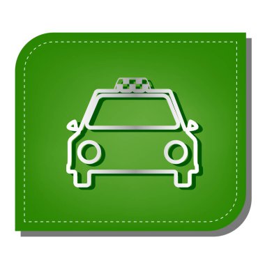 Taksi tabelası illüstrasyon. Yeşil yapraklı, koyu yeşil gölgeli gümüş çizgi simgesi.