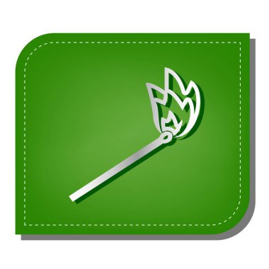 Eşleşme işareti illüstrasyonu. Yeşil yapraklı, koyu yeşil gölgeli gümüş çizgi simgesi.