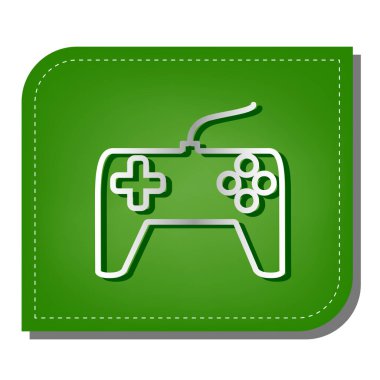 Joystick basit bir işaret. Yeşil yapraklı, koyu yeşil gölgeli gümüş çizgi simgesi.
