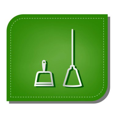 Faraş ekipmanları. Yeşil yapraklı, koyu yeşil gölgeli gümüş çizgi simgesi.