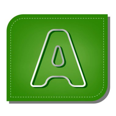 Harf A işaret tasarım şablonu ögesi. Yeşil yapraklı, koyu yeşil gölgeli gümüş çizgi simgesi.