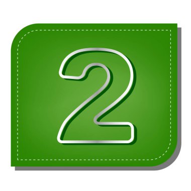 2 numaralı işaret şablon elementleri. Yeşil yapraklı, koyu yeşil gölgeli gümüş çizgi simgesi.