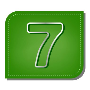 7 numaralı işaret tasarım şablonu elemanı. Yeşil yapraklı, koyu yeşil gölgeli gümüş çizgi simgesi.