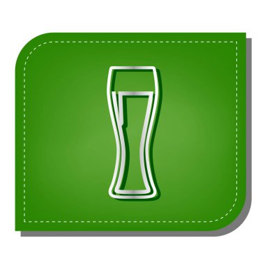Bira bardağı tabelası. Yeşil yapraklı, koyu yeşil gölgeli gümüş çizgi simgesi.