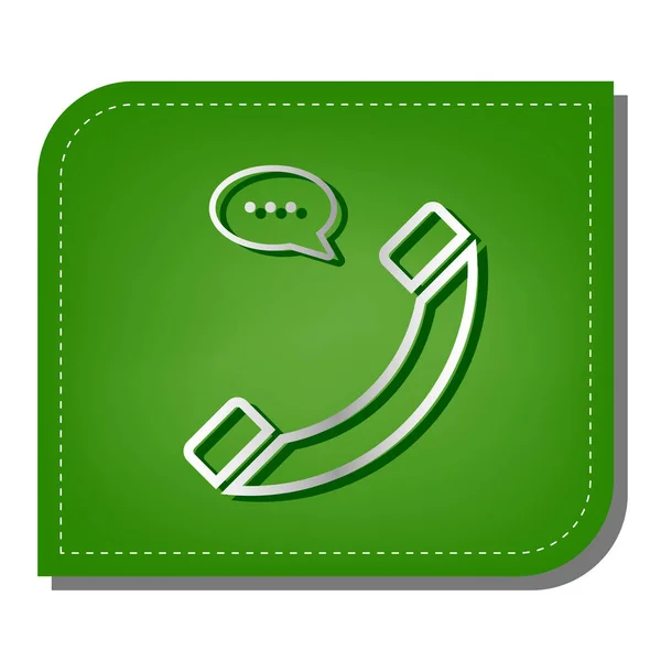 Konuşma Baloncuğu Işareti Olan Telefon Yeşil Yapraklı Koyu Yeşil Gölgeli — Stok Vektör