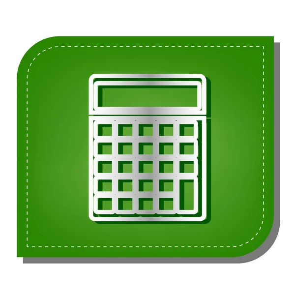 Jednoduchý Znak Kalkulačky Stříbrný Gradient Čára Ikona Tmavě Zeleným Stínem — Stockový vektor