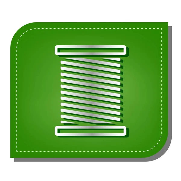 Ilustrace Značky Vlákna Stříbrný Gradient Čára Ikona Tmavě Zeleným Stínem — Stockový vektor
