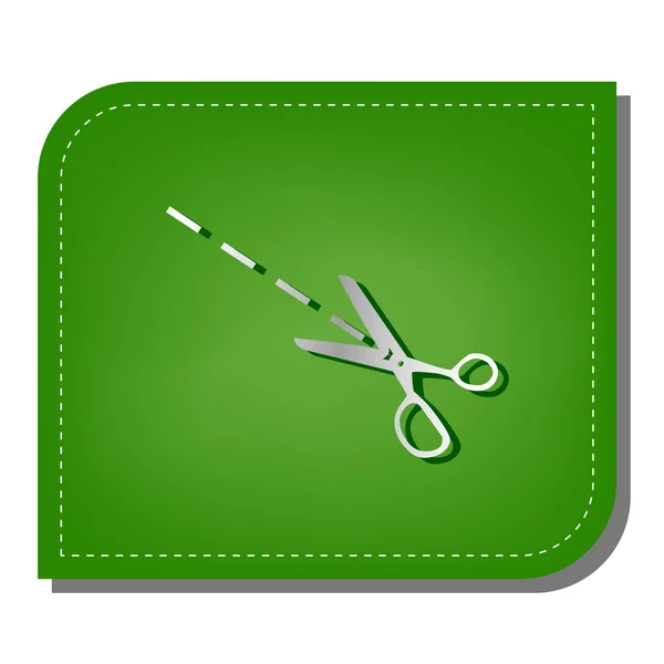 Nůžky Jsou Ilustrace Stříbrný Gradient Čára Ikona Tmavě Zeleným Stínem — Stockový vektor
