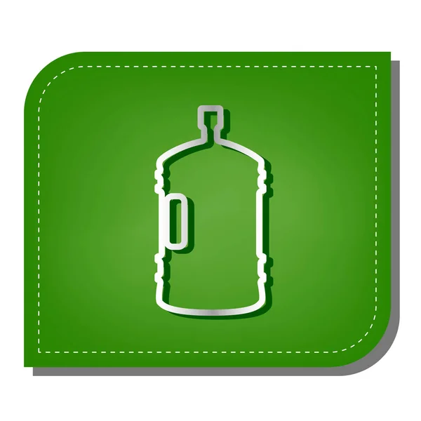 Plastic Bottle Silhouette Sign Silver Gradient Line Icon Dark Green — Stock Vector