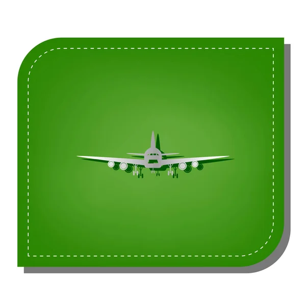 Flugzeugschild Frontansicht Silberne Gradientenlinie Mit Dunkelgrünem Schatten Ökologisch Geflickten Grünen — Stockvektor