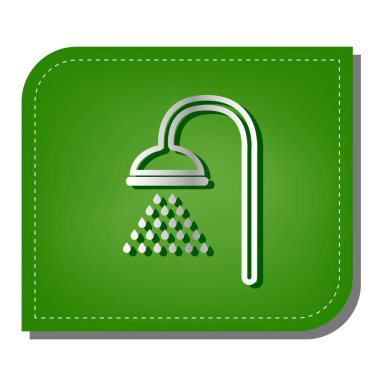 Duş tabelası. Yeşil yapraklı, koyu yeşil gölgeli gümüş çizgi simgesi.