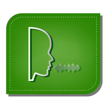 Konuşan ya da şarkı söyleyen insanlar. Yeşil yapraklı, koyu yeşil gölgeli gümüş çizgi simgesi.