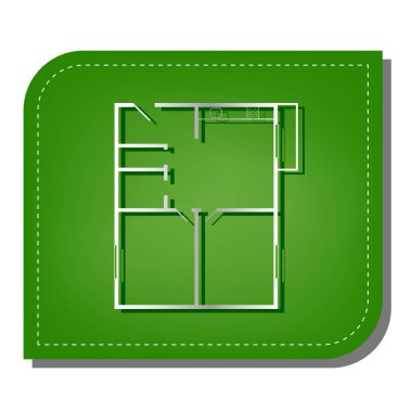 Daire kat planları. Yeşil yapraklı, koyu yeşil gölgeli gümüş çizgi simgesi.