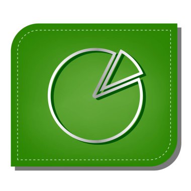 Finans çizelgesi. Yeşil yapraklı, koyu yeşil gölgeli gümüş çizgi simgesi.