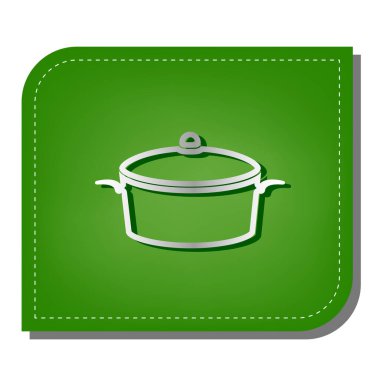 Pan işareti. Yeşil yapraklı, koyu yeşil gölgeli gümüş çizgi simgesi.