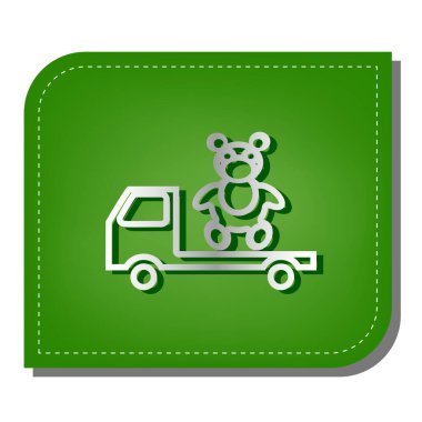 Ayı dolu bir kamyon. Yeşil yapraklı, koyu yeşil gölgeli gümüş çizgi simgesi.