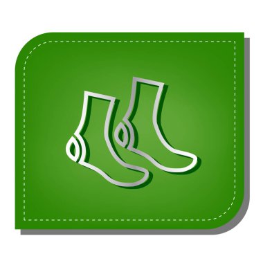 Çorap tabelası. Yeşil yapraklı, koyu yeşil gölgeli gümüş çizgi simgesi.