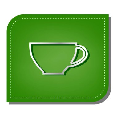 Kupa işareti. Yeşil yapraklı, koyu yeşil gölgeli gümüş çizgi simgesi.