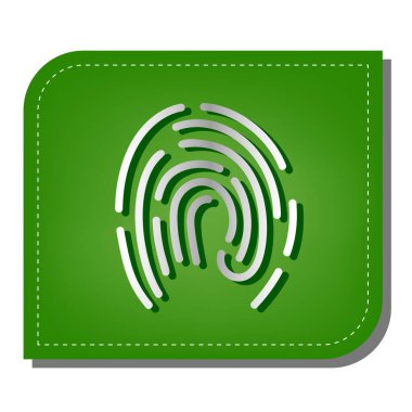 Parmak izi çizimi. Yeşil yapraklı, koyu yeşil gölgeli gümüş çizgi simgesi.