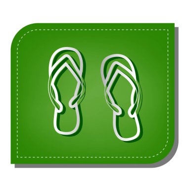 Parmak arası terlik işareti. Yeşil yapraklı, koyu yeşil gölgeli gümüş çizgi simgesi.