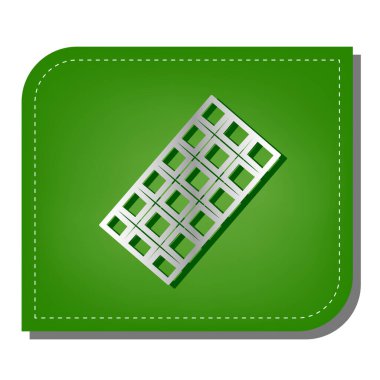 Çikolata işareti. Yeşil yapraklı, koyu yeşil gölgeli gümüş çizgi simgesi.