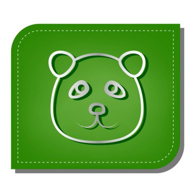 Panda işareti çizimi. Yeşil yapraklı, koyu yeşil gölgeli gümüş çizgi simgesi.