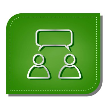 Tek balonlu iki kişi. Benzerlik işareti. Yeşil yapraklı, koyu yeşil gölgeli gümüş çizgi simgesi.