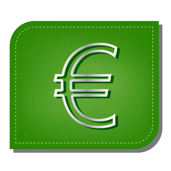 Assinatura Euro Ícone Linha Gradiente Prata Com Sombra Verde Escura — Vetor de Stock