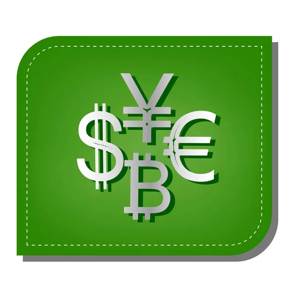 Δολάριο Συλλογής Νομισμάτων Ευρώ Bitcoin Yen Ασημένια Γραμμή Κλίση Εικονίδιο — Διανυσματικό Αρχείο