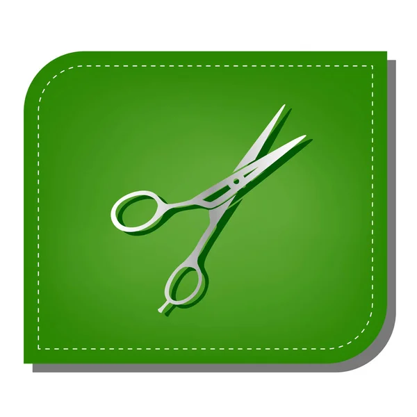 Hair Cutting Scissors Sign Silver Gradient Line Icon Dark Green — Stock Vector