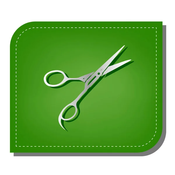 Nůžky Vlasy Stříbrný Gradient Čára Ikona Tmavě Zeleným Stínem Ekologických — Stockový vektor
