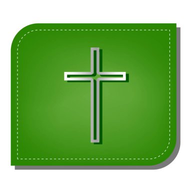 Çapraz. Yeşil yapraklı, koyu yeşil gölgeli gümüş çizgi simgesi.