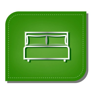 Yatak tabelası. Yeşil yapraklı, koyu yeşil gölgeli gümüş çizgi simgesi.