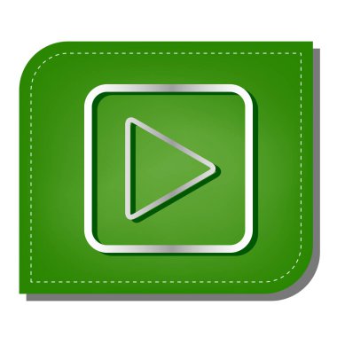 Simgeyi çal. Yeşil yapraklı, koyu yeşil gölgeli gümüş çizgi simgesi.