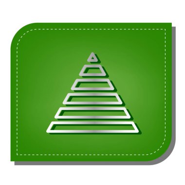 Maslow piramit işareti. Yeşil yapraklı, koyu yeşil gölgeli gümüş çizgi simgesi.