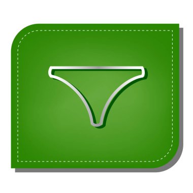 İç çamaşırı tabelası. Yeşil yapraklı, koyu yeşil gölgeli gümüş çizgi simgesi.